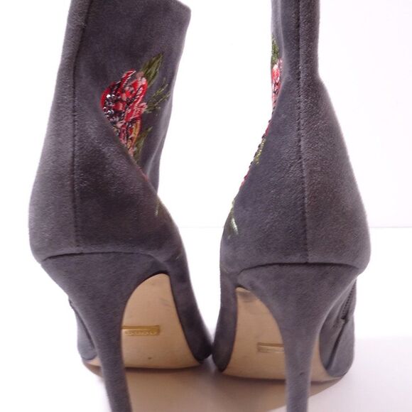 Bebe Delonix Embroidered Floral Crystal Boots Faux Suede Booties 7.5 - Picture 6 of 16